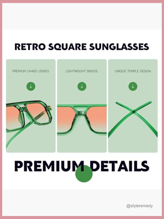 Retro Aviator Sunglasses with UV Protection, Plastic Frame main image 4